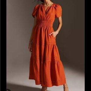 Anthropologie rust orange Somerset dress